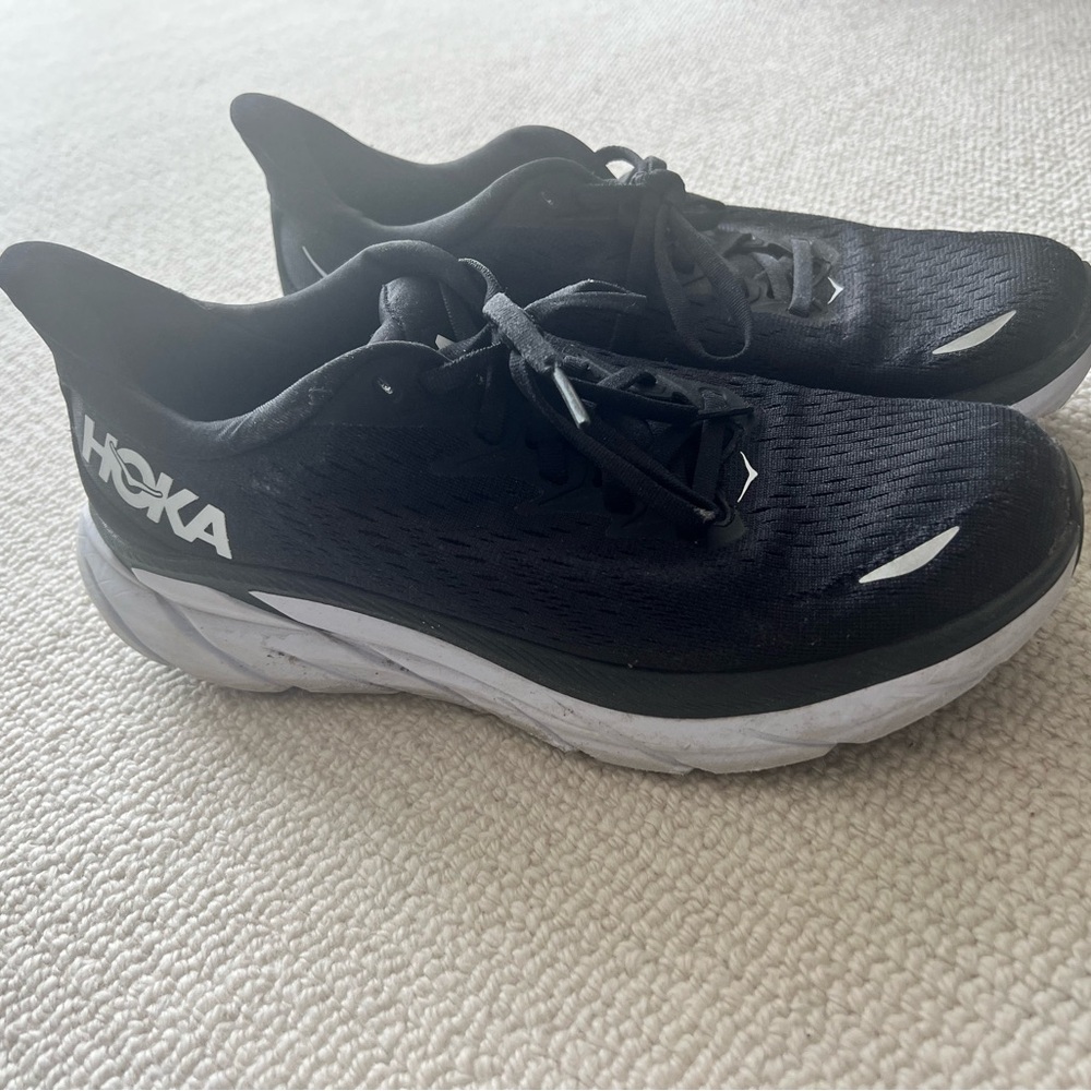 Hoka Black and White Athletic Shoes